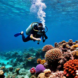 Caribbean Holidays, November Scuba Diving, Scuba diver exploring a colourful coral reef in clear turquoise water around the United States Virgin Islands