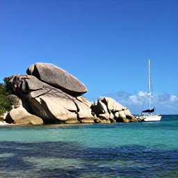 Caribbean Holidays, November Solo Holidays, Small sailing boat visiting The Baths on Virgin Gorda with giant granite boulders, clear water and bright November sky