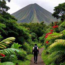 Caribbean Holidays, November Solo Holidays, Solo hiker on Mount Liamuiga trail surrounded by lush rainforest, dramatic volcanic slopes and tropical foliage on Saint Kitts