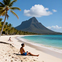 Caribbean Holidays, November Solo Holidays, Solo traveller relaxing on a peaceful Nevis beach with views towards Nevis Peak, palm trees and clear turquoise water