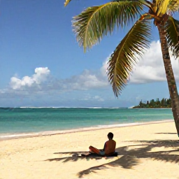 Caribbean Holidays, November Solo Holidays, Solo traveller relaxing on a quiet golden beach in Tobago, turquoise sea, palm trees and warm November sunshine
