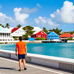 Caribbean Holidays, November Solo Holidays, Traveller exploring colourful streets and waterfront harbour in Road Town, Tortola, British Virgin Islands, November sunshine