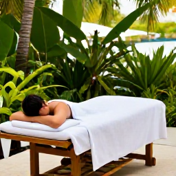 Caribbean Holidays, November Spa Breaks, Relaxing spa treatment in a serene Caribbean resort on Saint Kitts, with tropical greenery and soft natural light