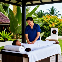 Caribbean Holidays, November Spa Breaks, Spa therapist preparing a calming massage beside an open-air treatment pavilion overlooking a Caribbean garden