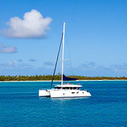 Caribbean Holidays, November Tours, Luxury catamaran sailing across clear blue water beside tropical islands in the Turks and Caicos