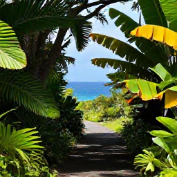 Caribbean Holidays, November Wellness, Peaceful walking trail through tropical vegetation in Virgin Islands National Park on St John, with a view towards the Caribbean Sea