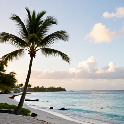 Caribbean Holidays, November Wellness, Quiet Caribbean beach on Saint Martin in November, soft morning light, palm trees and calm turquoise water