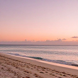 Caribbean Holidays, November Wellness, Quiet sunset over Grace Bay in Turks and Caicos, empty beach, soft pink and orange sky, calm Caribbean sea