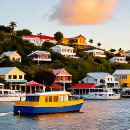 Caribbean Holidays, November Wine Tasting, Gustavia harbour in November with colourful boats, hillside homes, palm trees and warm evening light