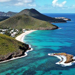 Caribbean Holidays, October Adventures, Aerial view of Saint Barth&eacute;lemy's turquoise bays, rugged coastline and green hills in October sunshine
