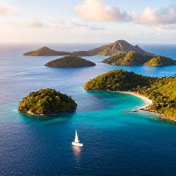 Caribbean Holidays, October Adventures, Aerial view of turquoise bays, green islands and sailing boats around the British Virgin Islands in warm October sunshine