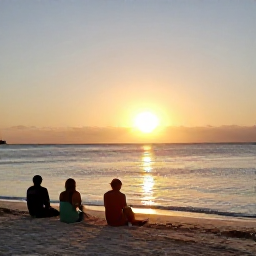 Caribbean Holidays, October Adventures, Friendly Caribbean beachside evening with adventure travellers relaxing after an active day, warm sunset light and calm sea