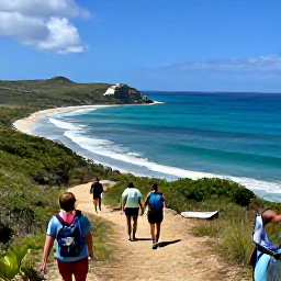 Caribbean Holidays, October Adventures, Travellers hiking along a coastal trail above a clear Caribbean bay on Saint Barth&eacute;lemy