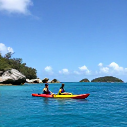 Caribbean Holidays, October Adventures, Travellers kayaking through clear blue water beside rocky coves and small islands in the British Virgin Islands