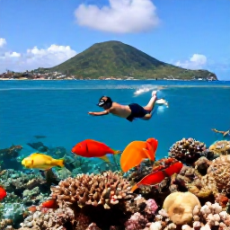 Caribbean Holidays, October All Inclusive, Visitors snorkelling above a colourful coral reef in clear Caribbean water near the United States Virgin Islands