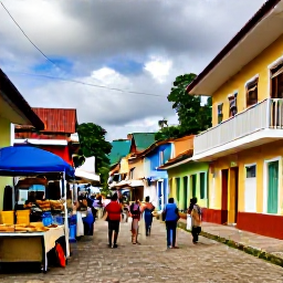 Caribbean Holidays, October Backpacking, Colourful streets and local market in Port of Spain, Trinidad, with Caribbean buildings, food stalls and pedestrians
