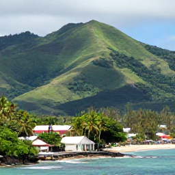 Caribbean Holidays, October Beach Holidays, Green volcanic hills and rainforest on Saint Kitts seen from a coastal road, with a small historic village and tropical vegetation