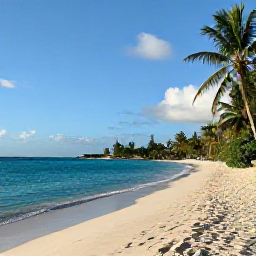 Caribbean Holidays, October Beach Holidays, Quiet turquoise beach in Saint Barth&eacute;lemy with soft white sand, palm trees and warm October sunlight