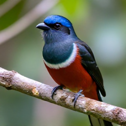 Caribbean Holidays, October Birdwatching, Close-up portrait of a Hispaniolan trogon perched on a branch in a Dominican Republic woodland
