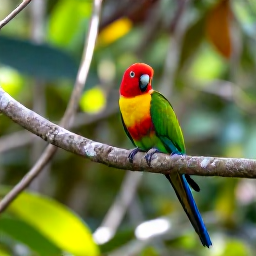Caribbean Holidays, October Birdwatching, Colourful Saint Lucia parrot perched in rainforest foliage on a warm October morning