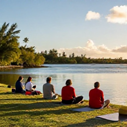 Caribbean Holidays, October Birdwatching, Relaxed birdwatchers enjoying a sunny October morning beside a Caribbean lagoon on Saint Barth&eacute;lemy