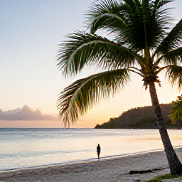 Caribbean Holidays, October Birdwatching, Relaxed Caribbean evening on a Saint Vincent beach after a day of birdwatching, with calm sea, palms and warm sunset light
