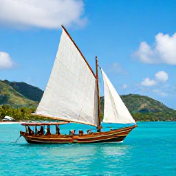 Caribbean Holidays, October Business Class, Traditional wooden sailing boat cruising between the turquoise islands of the Grenadines, with green hills and bright October skies
