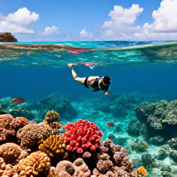 Caribbean Holidays, October Caribbean Tours, Visitors snorkelling above a colourful Caribbean coral reef in clear shallow water, with tropical fish and a sunny coastline in the background