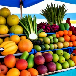 Caribbean Holidays, October Cooking Holidays, Colourful Cura&ccedil;ao market stall with fresh tropical fruit, herbs, spices and local ingredients in bright Caribbean light