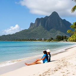 Caribbean Holidays, October Couples Holidays, Couple relaxing on a quiet Montserrat beach with calm Caribbean water and tropical greenery