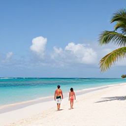 Caribbean Holidays, October Couples Holidays, Couple relaxing on Grace Bay Beach in Turks and Caicos, turquoise water, white sand, palm trees and a calm tropical afternoon