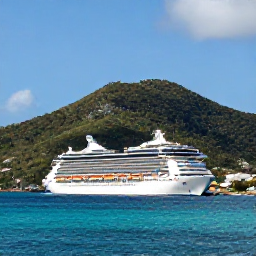 Caribbean Holidays, October Cruises, A cruise ship approaching the green hills and turquoise waters of St Thomas in the United States Virgin Islands during October
