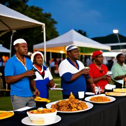 Caribbean Holidays, October Culture, Colourful October cultural celebration in Gustavia, Saint Barth&eacute;lemy, with local musicians, traditional food and people enjoying the evening