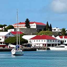 Caribbean Holidays, October Culture, Historic Gustavia harbour in October, Saint Barth&eacute;lemy, with red-roofed buildings, yachts, Fort Gustav and visitors walking along the waterfront