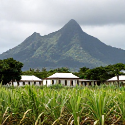 Caribbean Holidays, October Culture Holidays, Scenic Saint Kitts countryside with green sugar cane fields, historic stone plantation buildings and Mount Liamuiga in the background