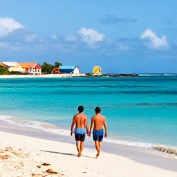 Caribbean Holidays, October Curacao, A couple walking hand in hand along a sunny Cura&ccedil;ao beach in October, with turquoise water and colourful beach huts