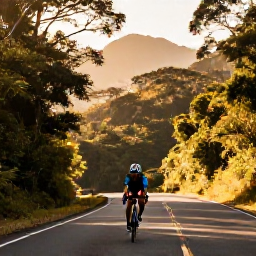 Caribbean Holidays, October Cycling, Road cyclist riding through Jamaica's lush Blue Mountains in warm October sunshine