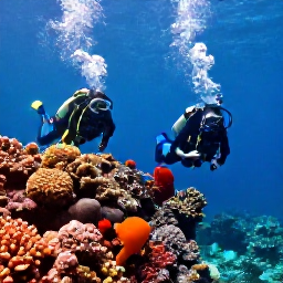 Caribbean Holidays, October Diving, Scuba divers exploring a colourful coral reef in clear Caribbean water around Saint Martin and Sint Maarten