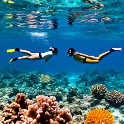 Caribbean Holidays, October Escapes, Couple snorkelling in clear turquoise water above a colourful Caribbean reef near the US Virgin Islands