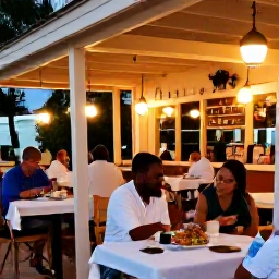 Caribbean Holidays, October Getaways, Open-air restaurant in Grand Case, Saint Martin, serving fresh seafood at evening with warm lights and a relaxed Caribbean atmosphere