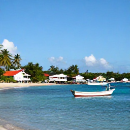 Caribbean Holidays, October Holidays, A scenic coastal village and fishing boats beneath clear skies in the Grenadines