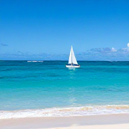 Caribbean Holidays, October Holidays, A small boat sailing across clear turquoise water beside a quiet Caribbean beach on Saint Martin in October