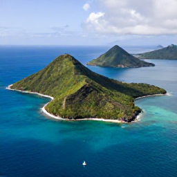 Caribbean Holidays, October Holidays, Aerial view of Saint Vincent and the Grenadines with turquoise sea, green volcanic islands and a small sailing boat