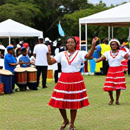 Caribbean Holidays, October Holidays, Colourful cultural festival in Trinidad with traditional dancers, live drummers and local families enjoying an outdoor October celebration