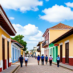 Caribbean Holidays, October Holidays, Historic Port of Spain street in Trinidad with colonial architecture, colourful buildings and visitors enjoying a cultural walking tour