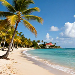 Caribbean Holidays, October Holidays, Relaxed all-inclusive resort beside a calm Caribbean beach in Trinidad and Tobago, October sunshine, palm trees and inviting turquoise water