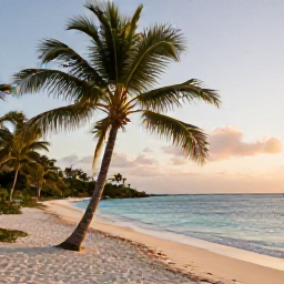 Caribbean Holidays, October Holidays, Turquoise Grace Bay beach in Turks and Caicos on a warm October morning, palm trees, calm sea and soft sunlight