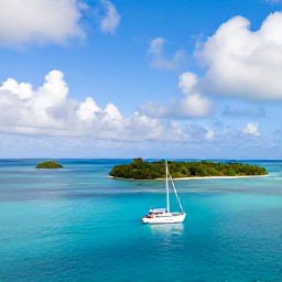 Caribbean Holidays, October Honeymoons, A private sailing boat passing small green islands and turquoise bays in the Grenadines, couple enjoying a calm October afternoon
