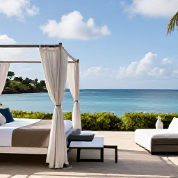 Caribbean Holidays, October Honeymoons, A stylish beachfront resort in Antigua with a private terrace, four-poster bed and views across a calm blue sea