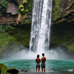 Caribbean Holidays, October Honeymoons, Couple exploring Dunn's River Falls in Jamaica with lush green tropical scenery